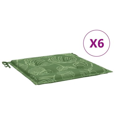 vidaXL Μαξιλάρια Καρέκλας 6 τεμ. Σχέδιο Φύλλων 50x50x4cm Υφασμάτινα