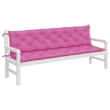 vidaXL Μαξιλάρια Πάγκου Κήπου 2 τεμ. Ροζ 200x50x7cm Υφασμάτινα