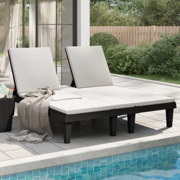 vidaXL Ξαπλώστρα Διπλή Μαύρη 155x138x83cm από Πολυπροπυλένιο 1 τεμ.