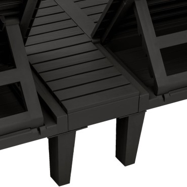 vidaXL Ξαπλώστρα Διπλή Μαύρη 155x138x83cm από Πολυπροπυλένιο 1 τεμ.
