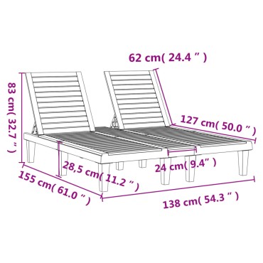 vidaXL Ξαπλώστρα Διπλή Μαύρη 155x138x83cm από Πολυπροπυλένιο 1 τεμ.