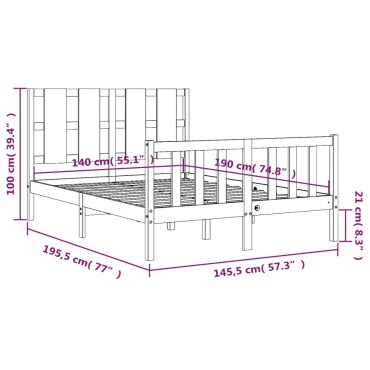 vidaXL Σκελετός Κρεβ. Χωρίς Στρώμα Λευκό 140x190 εκ Μασίφ Πεύκο