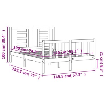 vidaXL Σκελετός Κρεβ. Χωρίς Στρώμα Λευκό 140x190 εκ Μασίφ Πεύκο