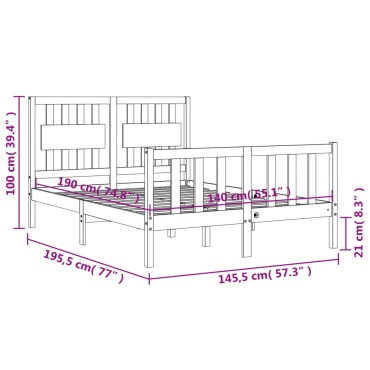 vidaXL Σκελετός Κρεβ. Χωρίς Στρώμα Λευκό 140x190 εκ Μασίφ Πεύκο