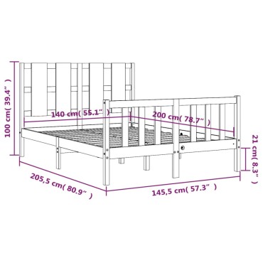 vidaXL Σκελετός Κρεβ. Χωρίς Στρώμα Λευκό 140x200 εκ Μασίφ Πεύκο