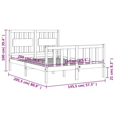 vidaXL Σκελετός Κρεβ. Χωρίς Στρώμα Λευκό 140x200 εκ Μασίφ Πεύκο
