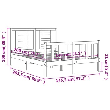 vidaXL Σκελετός Κρεβ. Χωρίς Στρώμα Λευκό 140x200 εκ Μασίφ Πεύκο