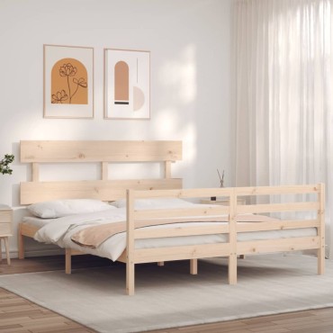 vidaXL Πλαίσιο Κρεβατιού με Κεφαλάρι 160x200 εκ. από Μασίφ Ξύλο