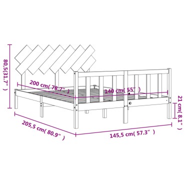 vidaXL Σκελετός Κρεβ. Χωρίς Στρώμα Λευκό 140x200 εκ Μασίφ Πεύκο