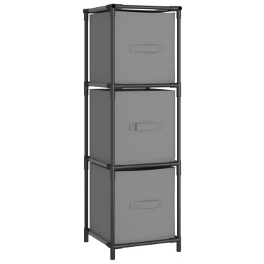 vidaXL Ντουλάπι με 3 Υφασμάτινα Συρτάρια Γκρι 34x34x101cm από Ατσάλι 1 τεμ.