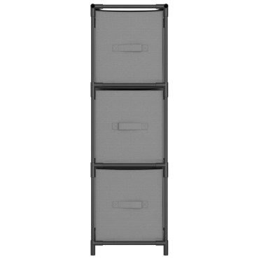 vidaXL Ντουλάπι με 3 Υφασμάτινα Συρτάρια Γκρι 34x34x101cm από Ατσάλι 1 τεμ.