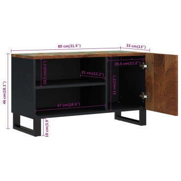 vidaXL Έπιπλο Τηλεόρασης 80x33x46cm Μασίφ Ανακυκλ. Ξύλο & Επεξ. Ξύλο