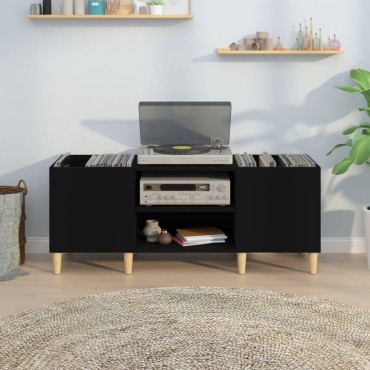 vidaXL Έπιπλο Δίσκων Μαύρο 121x38x48cm από Επεξεργασμένο Ξύλο 1 τεμ.
