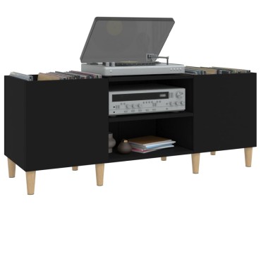 vidaXL Έπιπλο Δίσκων Μαύρο 121x38x48cm από Επεξεργασμένο Ξύλο 1 τεμ.