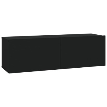 vidaXL Έπιπλα Τηλεόρασης Τοίχου 4 τεμ. Μαύρα 100x30x30cm