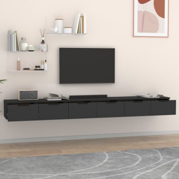 vidaXL Ντουλάπια Τοίχου 2 τεμ. Μαύρα 102x30x20cm από Επεξεργ. Ξύλο