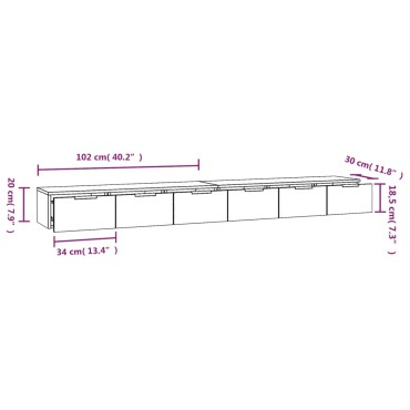 vidaXL Ντουλάπια Τοίχου 2 τεμ. Μαύρα 102x30x20cm από Επεξεργ. Ξύλο