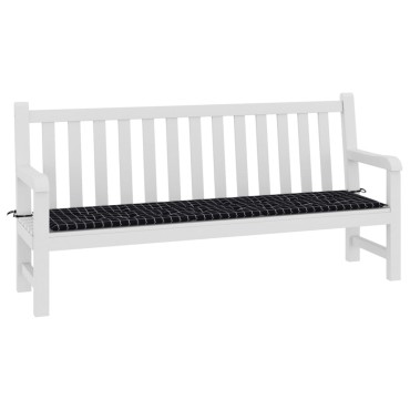 vidaXL Μαξιλάρι Πάγκου Μαύρο Καρό 200x50x4cm Ύφασμα Oxford