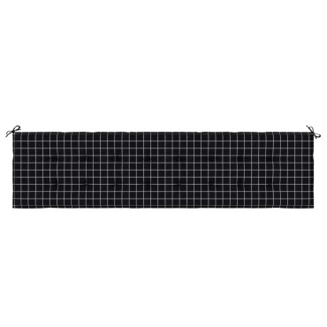 vidaXL Μαξιλάρι Πάγκου Μαύρο Καρό 200x50x4cm Ύφασμα Oxford