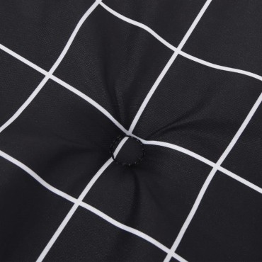 vidaXL Μαξιλάρι Πάγκου Μαύρο Καρό 200x50x4cm Ύφασμα Oxford