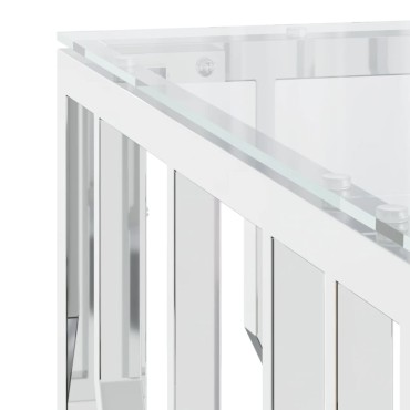 vidaXL Τραπέζι Σαλονιού 80x80x40cm από Ανοξείδωτο Ατσάλι και Γυαλί 1 τεμ.