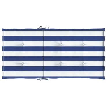 vidaXL Μαξιλάρια Καρέκλας Χαμ. Πλάτη 4 τεμ. Μπλε/Λευκά Ριγέ Υφασμάτινα 100x50x4cm