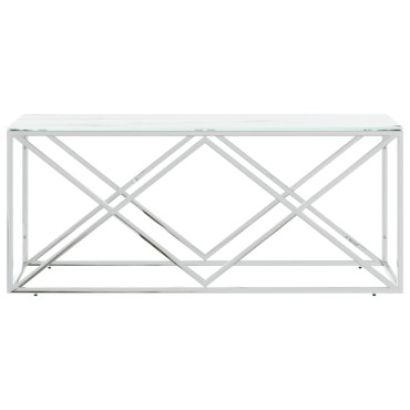vidaXL Τραπέζι Σαλονιού 110x45x45cm από Ανοξ. Ατσάλι και Γυαλί 1 τεμ.