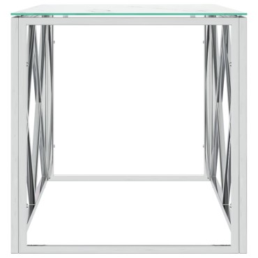 vidaXL Τραπέζι Σαλονιού 110x45x45cm από Ανοξ. Ατσάλι και Γυαλί 1 τεμ.