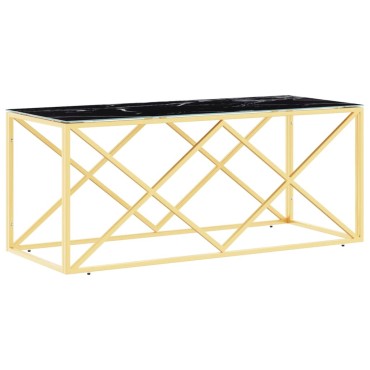 vidaXL Τραπέζι Σαλονιού 110x45x45cm από Ανοξ. Ατσάλι και Γυαλί 1 τεμ.