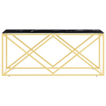 vidaXL Τραπέζι Σαλονιού 110x45x45cm από Ανοξ. Ατσάλι και Γυαλί 1 τεμ.