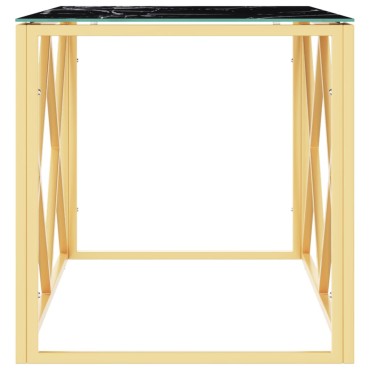 vidaXL Τραπέζι Σαλονιού 110x45x45cm από Ανοξ. Ατσάλι και Γυαλί 1 τεμ.