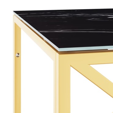 vidaXL Τραπέζι Σαλονιού 110x45x45cm από Ανοξ. Ατσάλι και Γυαλί 1 τεμ.