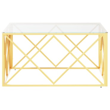 vidaXL Τραπέζι Σαλονιού 80x80x40cm από Ανοξείδωτο Ατσάλι και Γυαλί 1 τεμ.