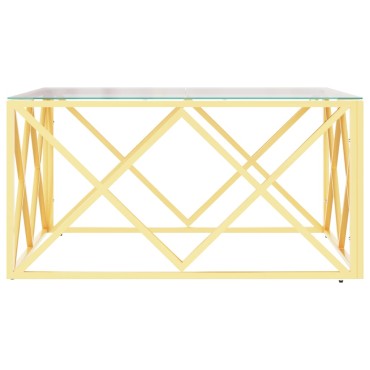 vidaXL Τραπέζι Σαλονιού 80x80x40cm από Ανοξείδωτο Ατσάλι και Γυαλί 1 τεμ.