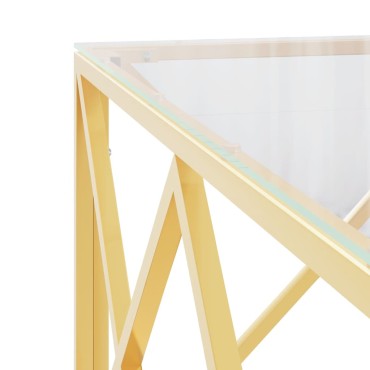 vidaXL Τραπέζι Σαλονιού 80x80x40cm από Ανοξείδωτο Ατσάλι και Γυαλί 1 τεμ.
