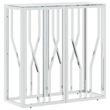 vidaXL Τραπέζι Κονσόλα 70x30x70cm από Ανοξείδωτο Ατσάλι και Γυαλί 1 τεμ.