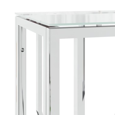 vidaXL Τραπέζι Κονσόλα 70x30x70cm από Ανοξείδωτο Ατσάλι και Γυαλί 1 τεμ.