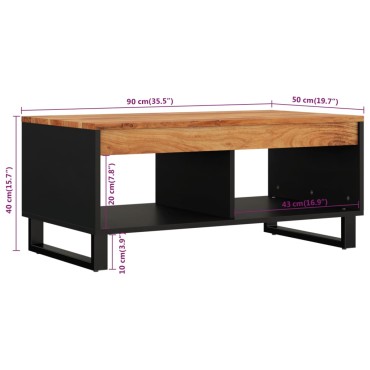 vidaXL Τραπεζάκι Σαλονιού 90x50x40cm από Μασίφ Ξύλο Ακακίας 1 τεμ.