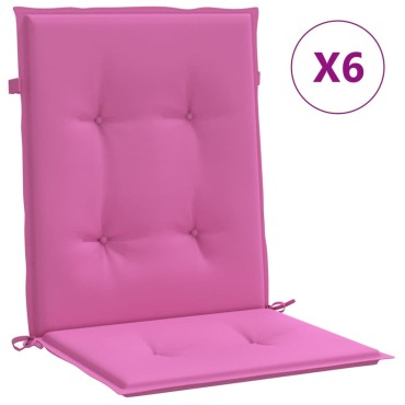 vidaXL Μαξιλάρια Καρέκλας με Πλάτη 6 τεμ. Ροζ Υφασμάτινα