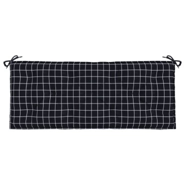 vidaXL Μαξιλάρι Πάγκου Μαύρο Καρό 120x50x7cm Υφασμάτινο