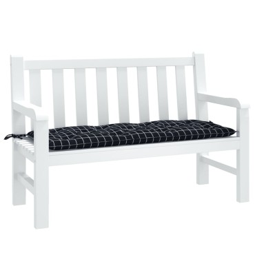 vidaXL Μαξιλάρι Πάγκου Μαύρο Καρό 120x50x7cm Υφασμάτινο