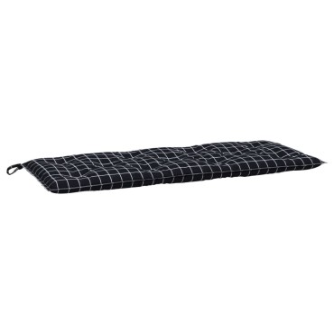vidaXL Μαξιλάρι Πάγκου Μαύρο Καρό 120x50x7cm Υφασμάτινο