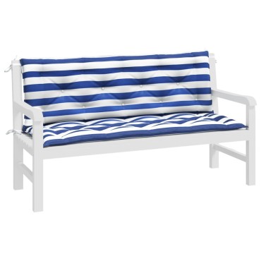 vidaXL Μαξιλάρια Πάγκου 2 τεμ. Μπλε & Λευκό Ριγέ 150x50x7cm Υφασμάτινα