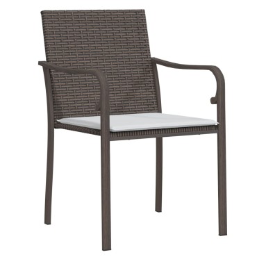 vidaXL Καρέκλες Κήπου με Μαξιλάρια 4 τεμ. Καφέ 56x59x84cm Συνθ. Ρατάν