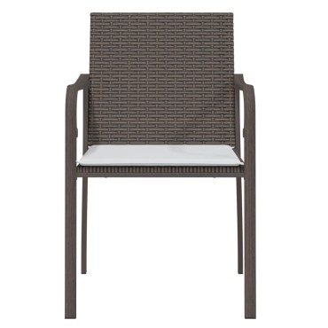 vidaXL Καρέκλες Κήπου με Μαξιλάρια 4 τεμ. Καφέ 56x59x84cm Συνθ. Ρατάν