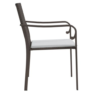 vidaXL Καρέκλες Κήπου με Μαξιλάρια 4 τεμ. Καφέ 56x59x84cm Συνθ. Ρατάν