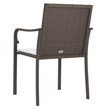 vidaXL Καρέκλες Κήπου με Μαξιλάρια 4 τεμ. Καφέ 56x59x84cm Συνθ. Ρατάν