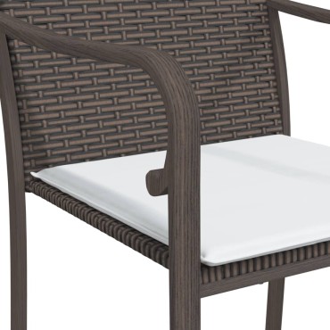 vidaXL Καρέκλες Κήπου με Μαξιλάρια 4 τεμ. Καφέ 56x59x84cm Συνθ. Ρατάν