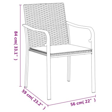 vidaXL Καρέκλες Κήπου με Μαξιλάρια 4 τεμ. Καφέ 56x59x84cm Συνθ. Ρατάν