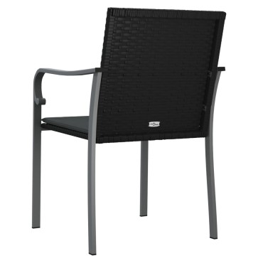 vidaXL Καρέκλες Κήπου με Μαξιλάρια 4 τεμ. Μαύρες 56x59x84cm Συνθ. Ρατάν